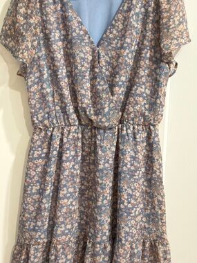 Floral Lavender Tiered Wrap Midi Dress